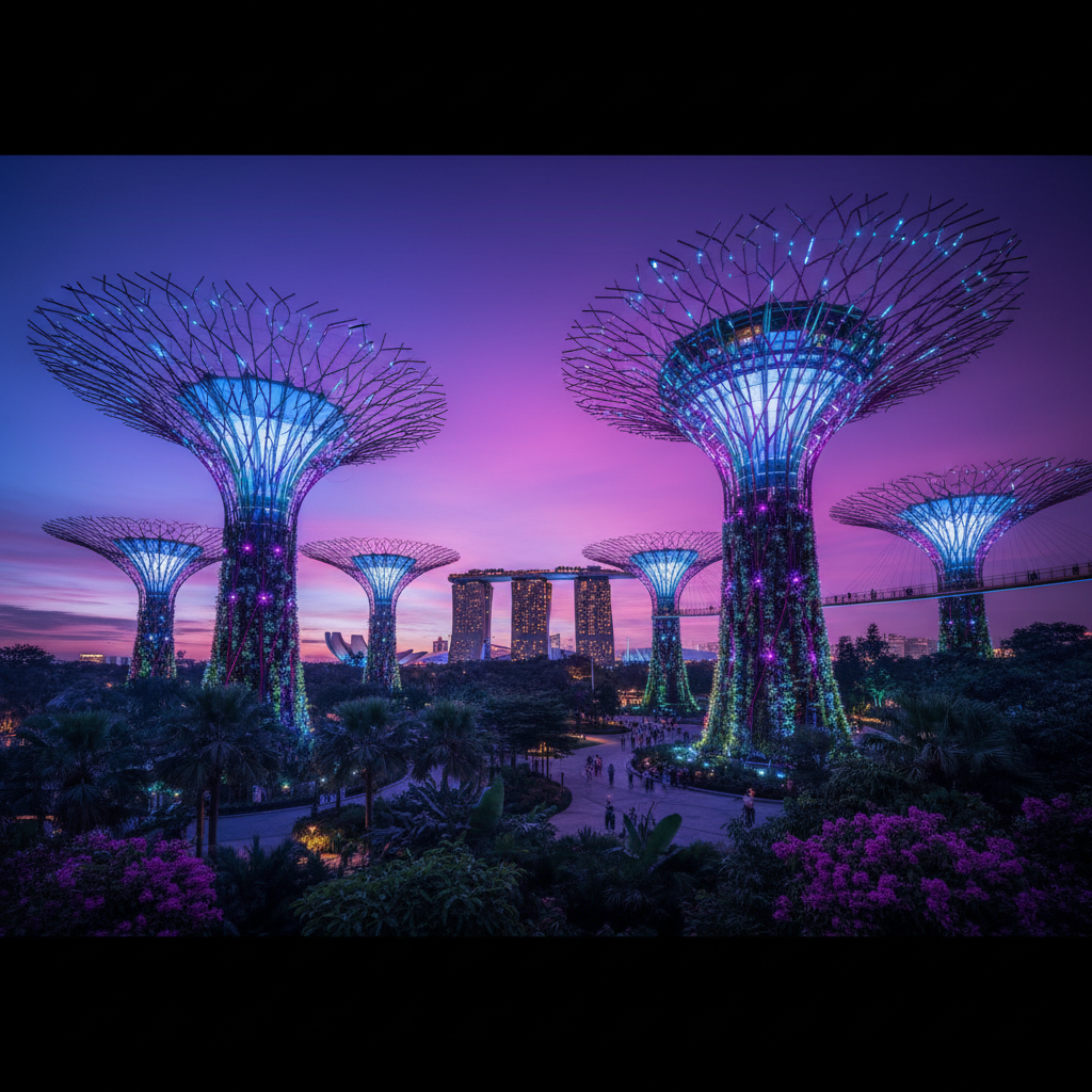 Singapore Gardens by the Bay at twilight